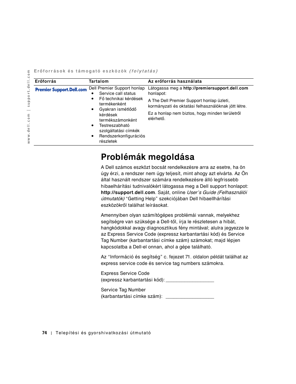 Problémák megoldása, 3ureoåp½n phjrog½vd | Dell OptiPlex GX240 User Manual | Page 76 / 182