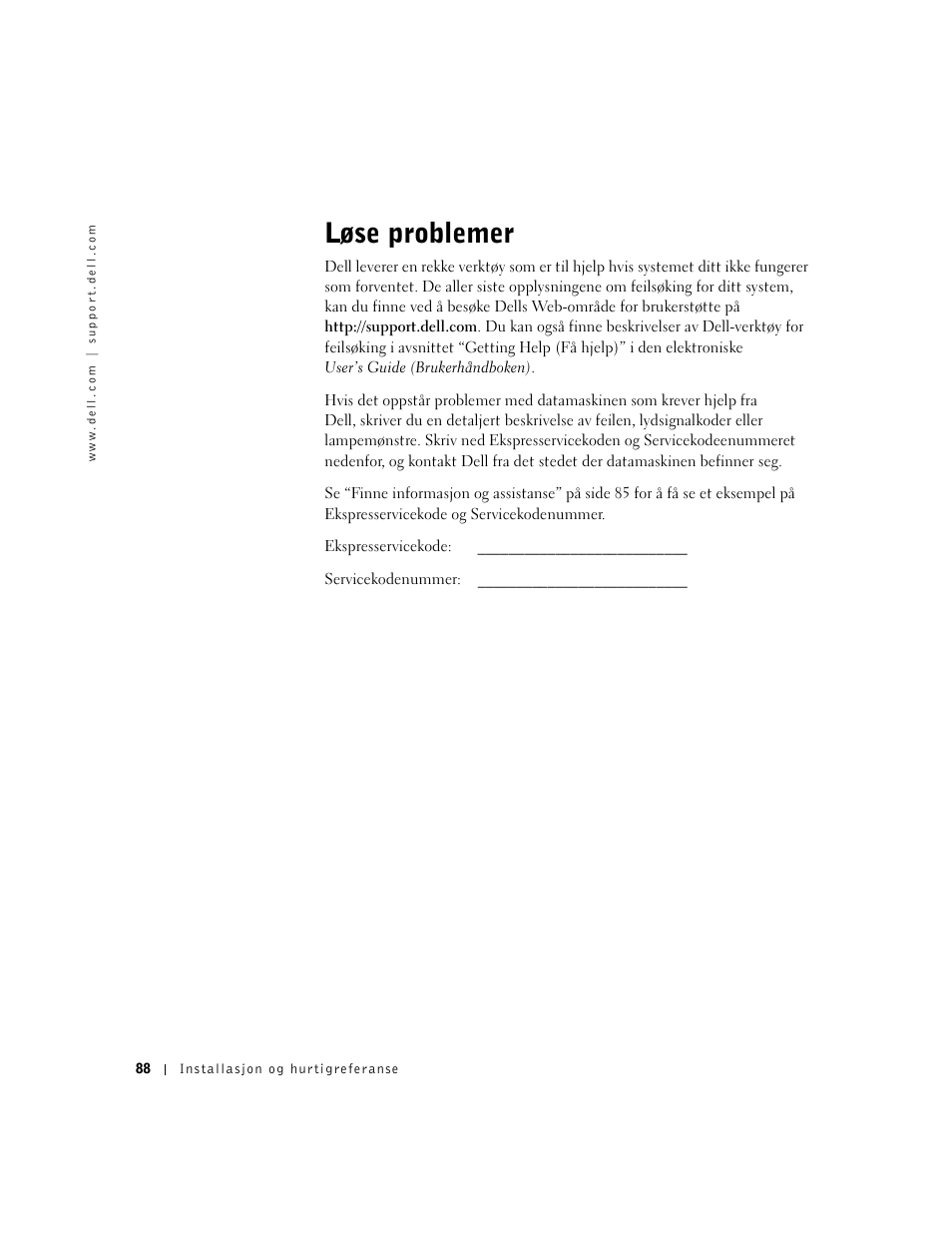 Løse problemer | Dell OptiPlex GX240 User Manual | Page 90 / 182