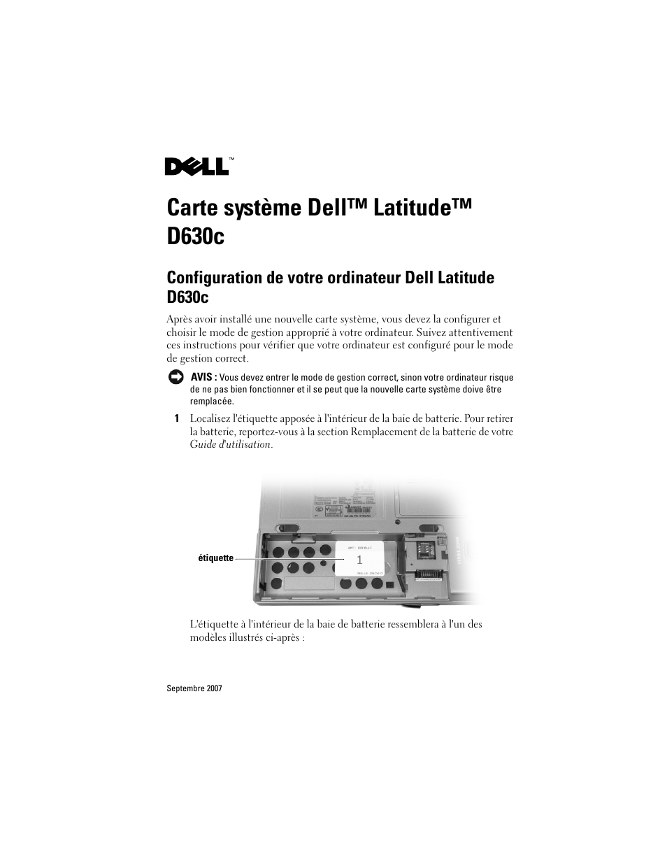 Carte système dell™ latitude™d630c, Carte système dell™ latitude™ d630c | Dell Latitude D630c User Manual | Page 11 / 38