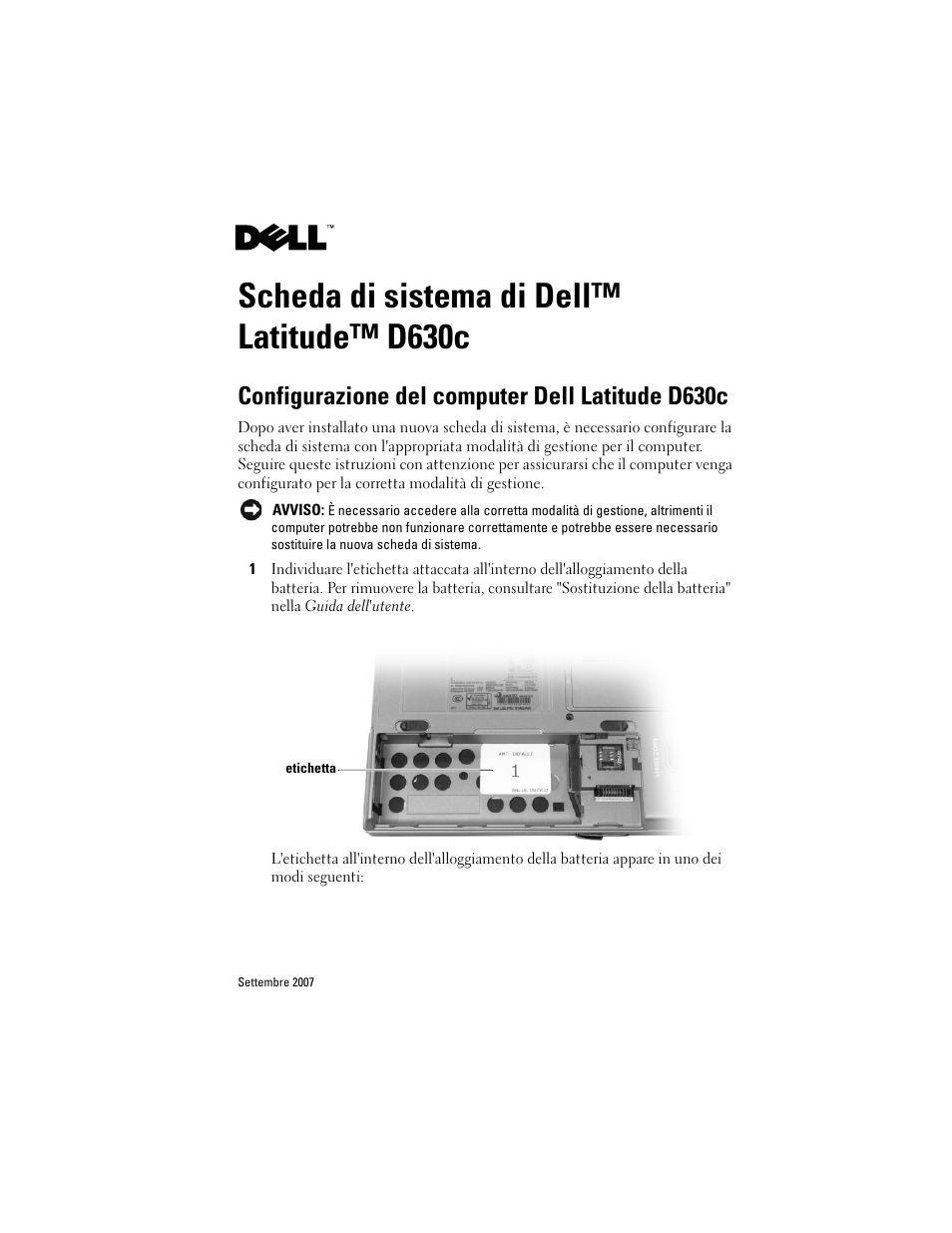 Scheda di sistema di dell™latitude™ d630c, Scheda di sistema di dell™ latitude™ d630c, Configurazione del computer dell latitude d630c | Dell Latitude D630c User Manual | Page 15 / 38