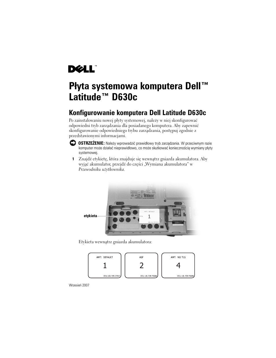 Płyta systemowa komputera dell™latitude™ d630c, Płyta systemowa komputera dell™ latitude™ d630c, Konfigurowanie komputera dell latitude d630c | Dell Latitude D630c User Manual | Page 17 / 38