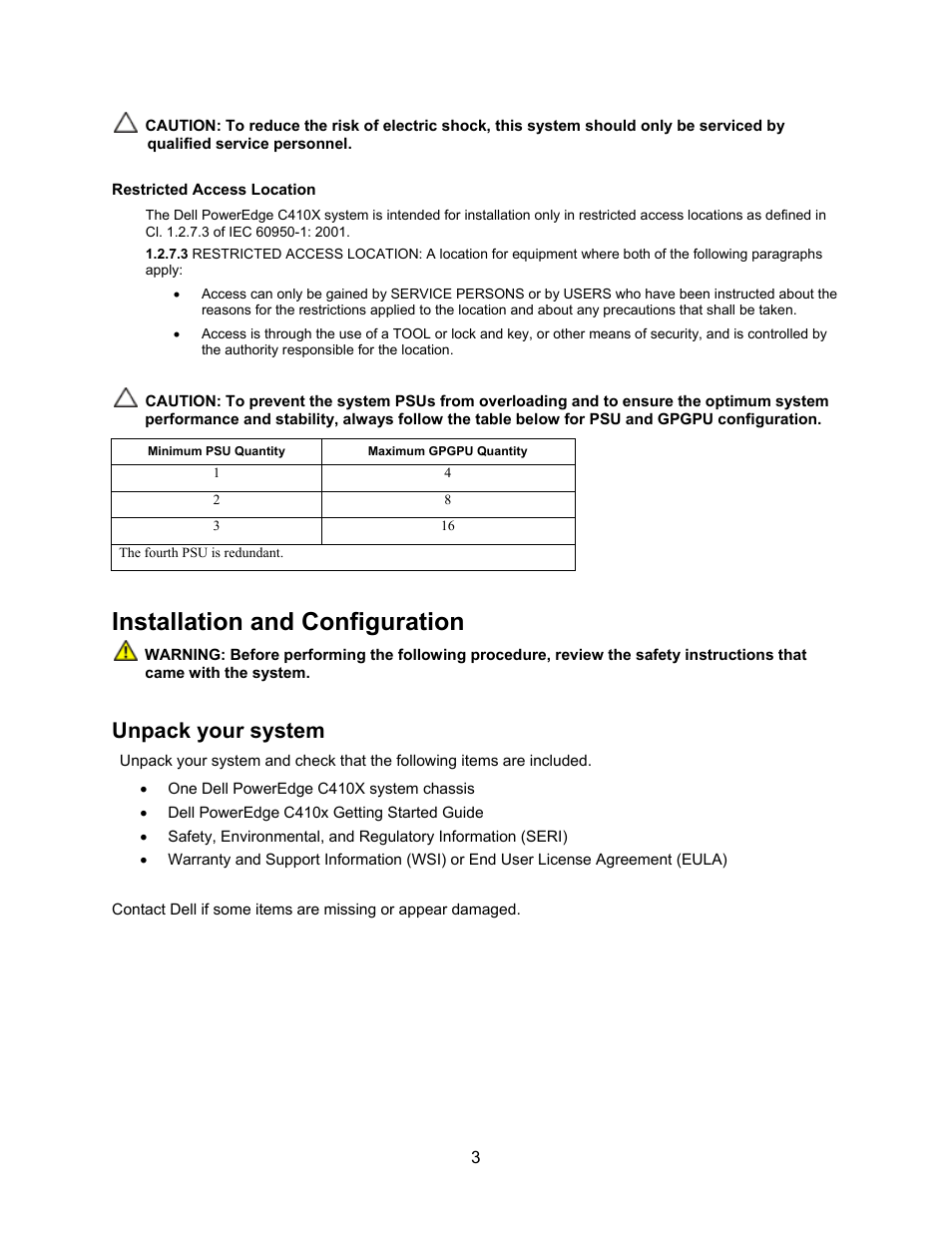 Installation and configuration, Unpack your system | Dell PowerEdge C410x User Manual | Page 5 / 122