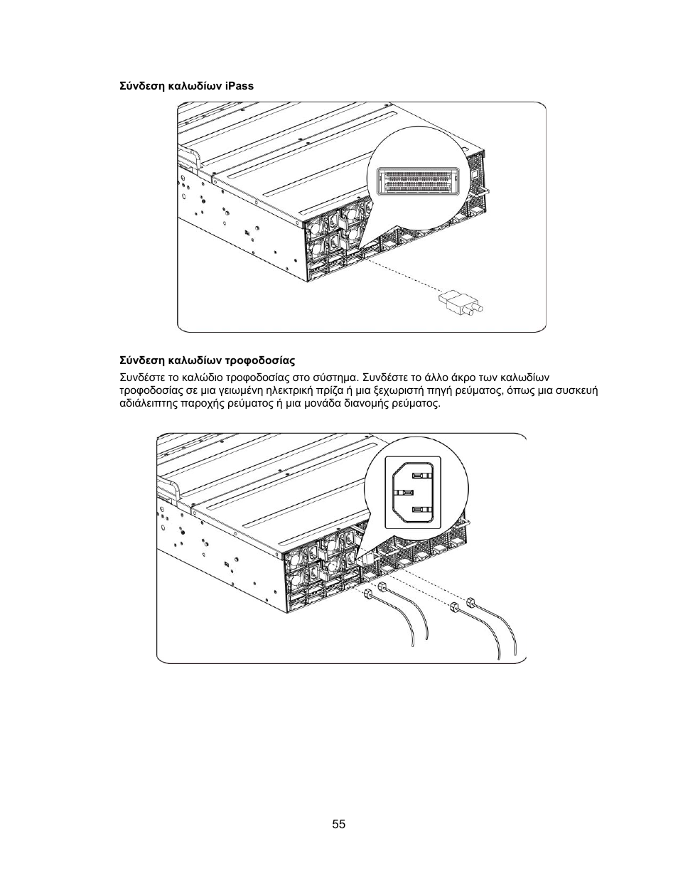 Σύνδεση καλωδίων ipass, Σύνδεση καλωδίων τροφοδοσίας | Dell PowerEdge C410x User Manual | Page 57 / 122