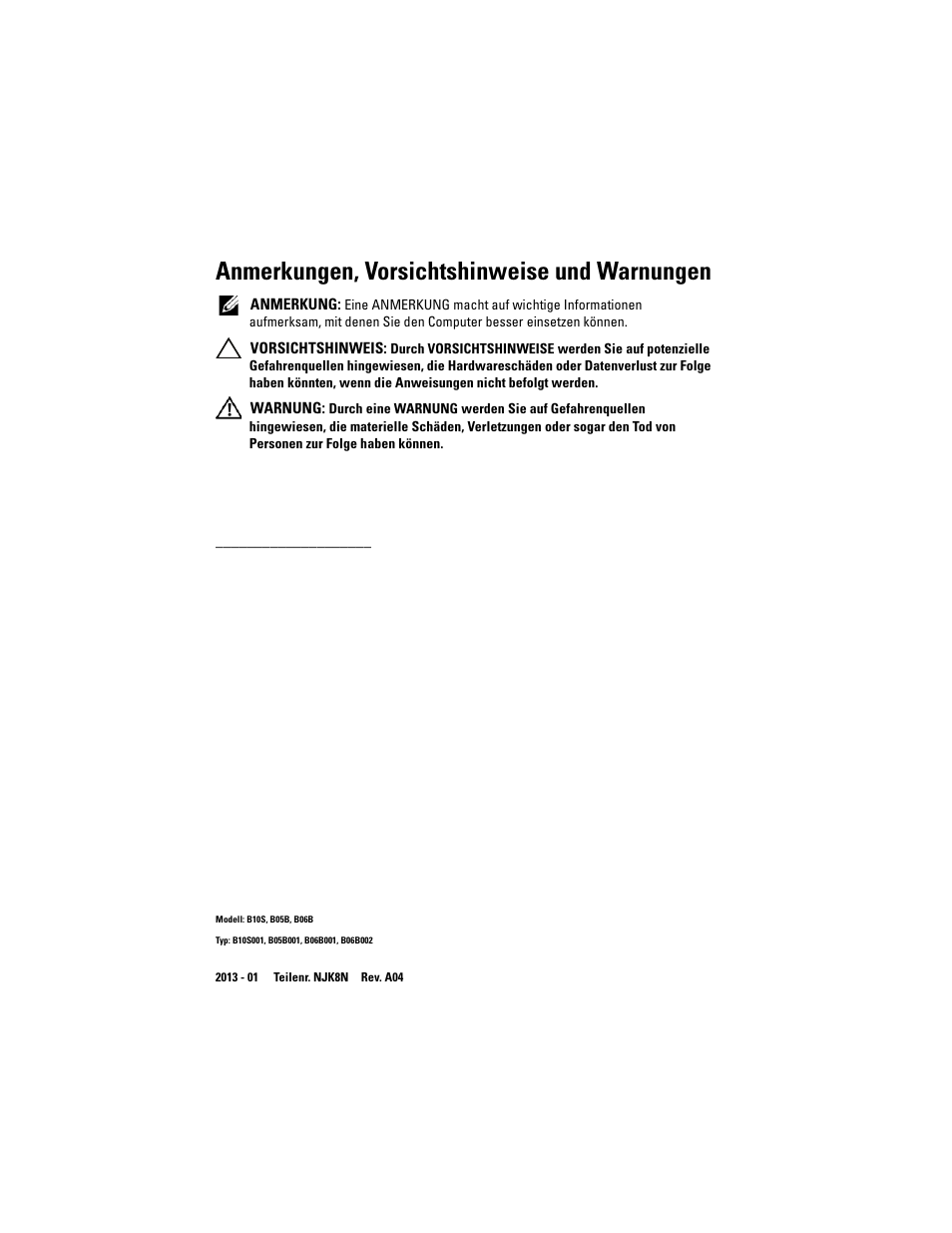 Anmerkungen, vorsichtshinweise und warnungen | Dell PowerEdge C8000 User Manual | Page 130 / 430