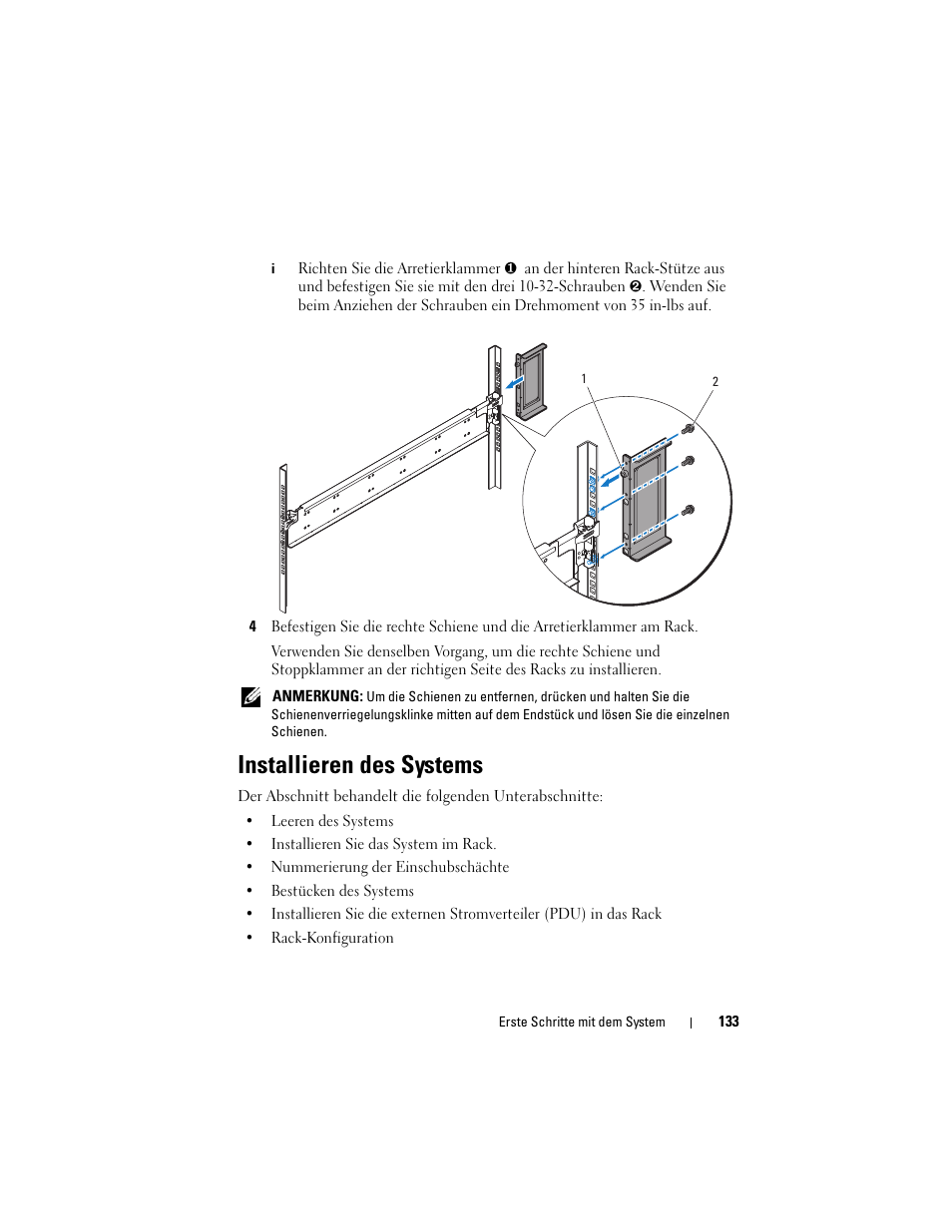 Installieren des systems | Dell PowerEdge C8000 User Manual | Page 135 / 430