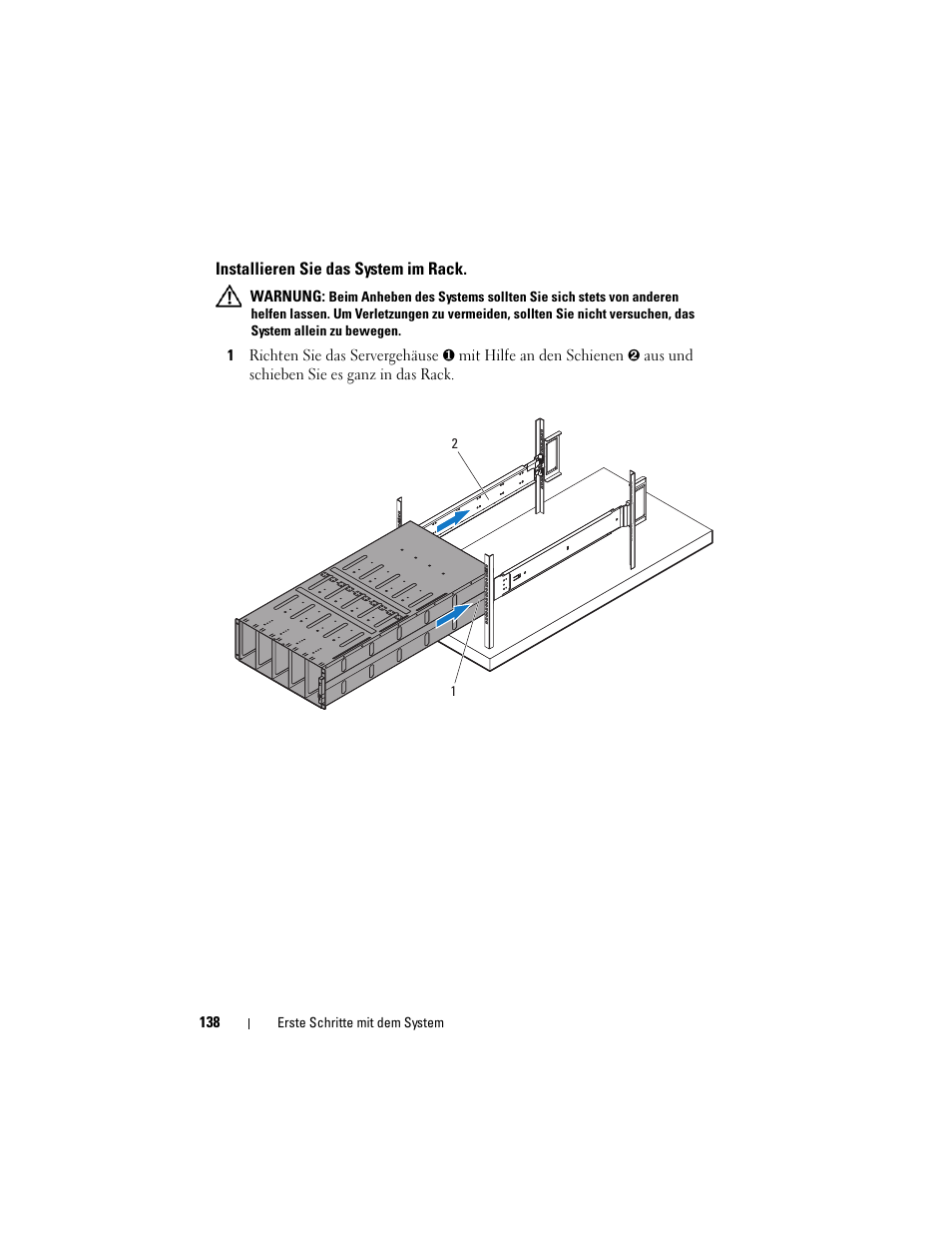 Installieren sie das system im rack | Dell PowerEdge C8000 User Manual | Page 140 / 430