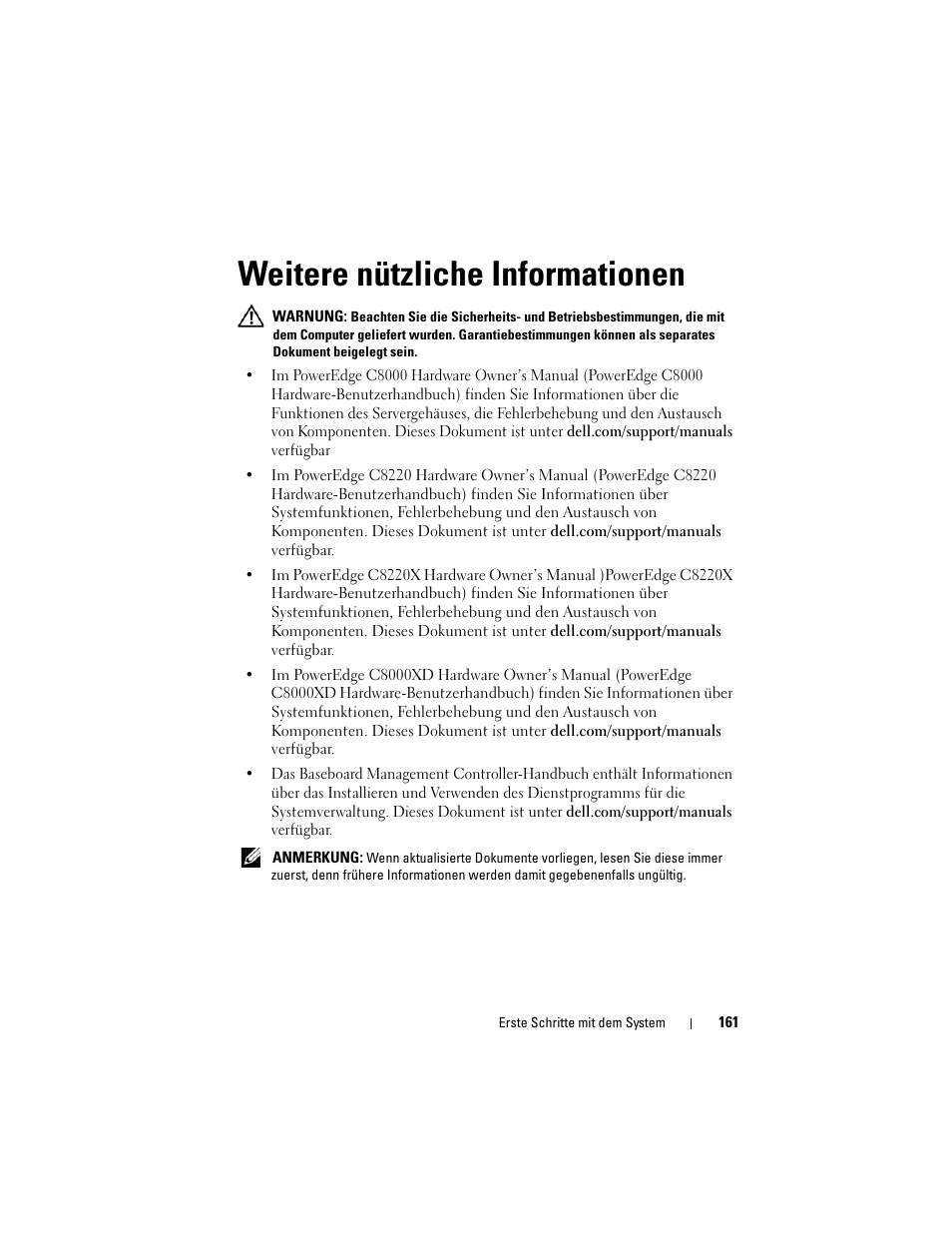 Weitere nützliche informationen | Dell PowerEdge C8000 User Manual | Page 163 / 430