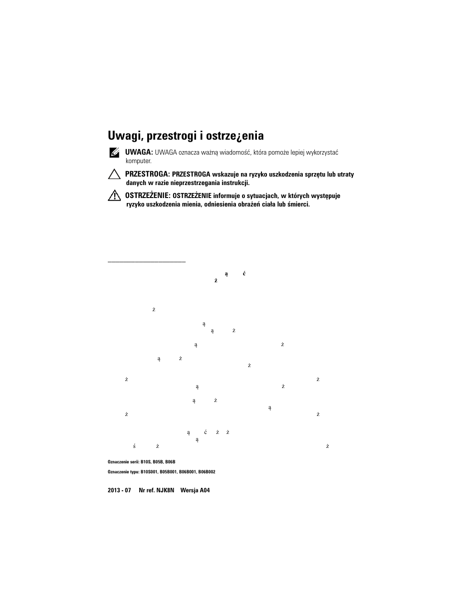 Uwagi, przestrogi i ostrze¿enia | Dell PowerEdge C8000 User Manual | Page 216 / 430