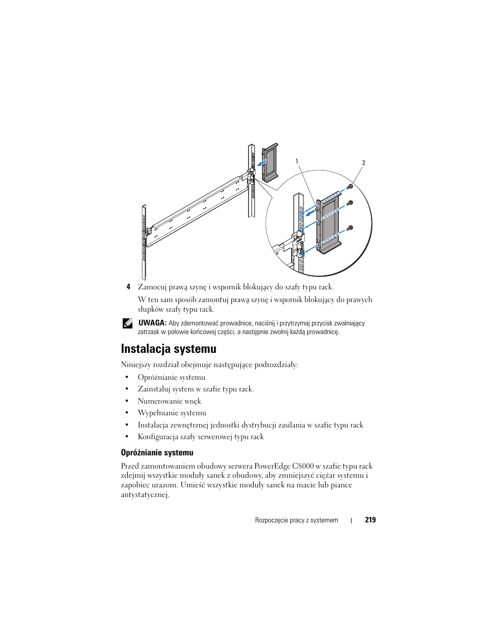 Instalacja systemu | Dell PowerEdge C8000 User Manual | Page 221 / 430