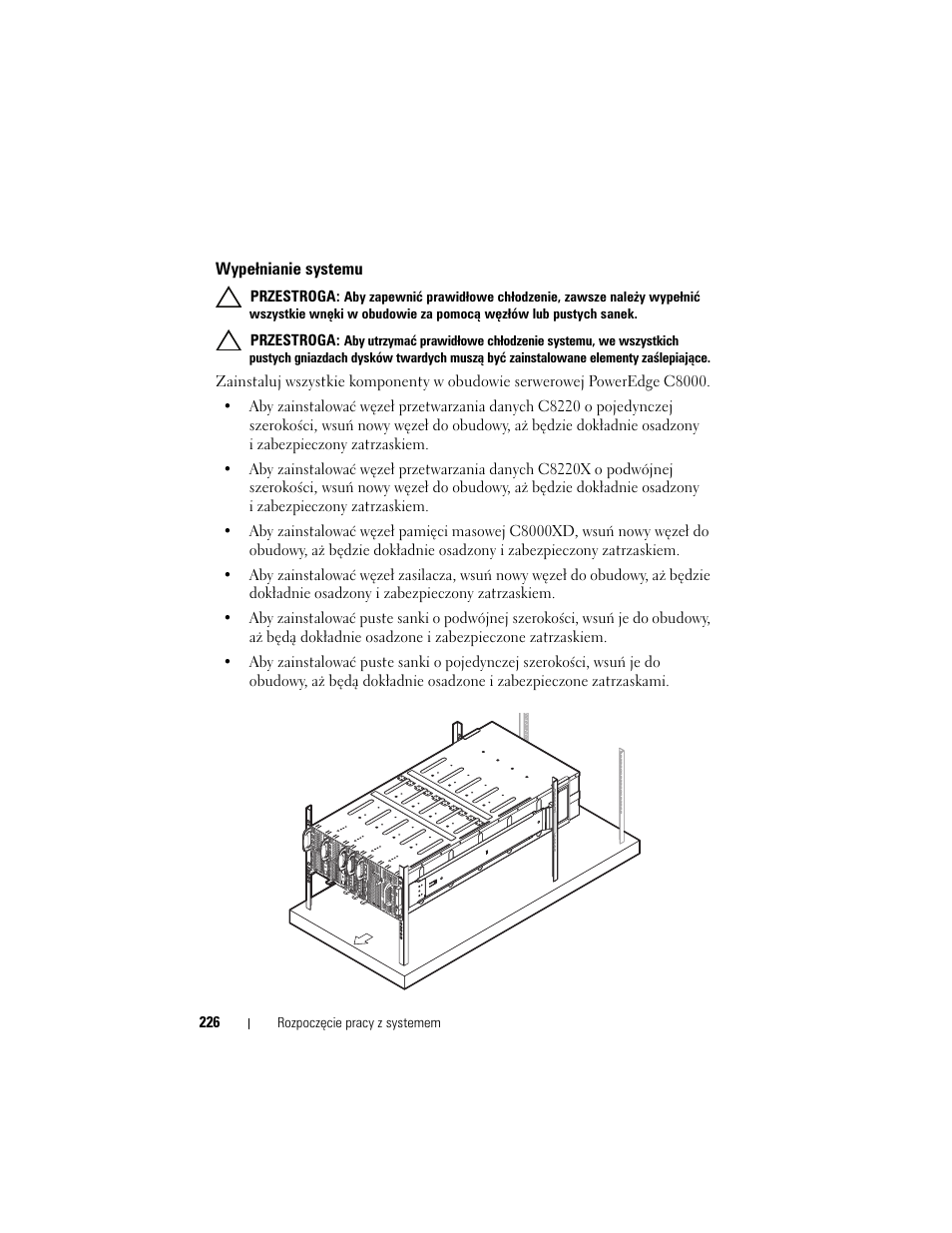 Wypełnianie systemu | Dell PowerEdge C8000 User Manual | Page 228 / 430
