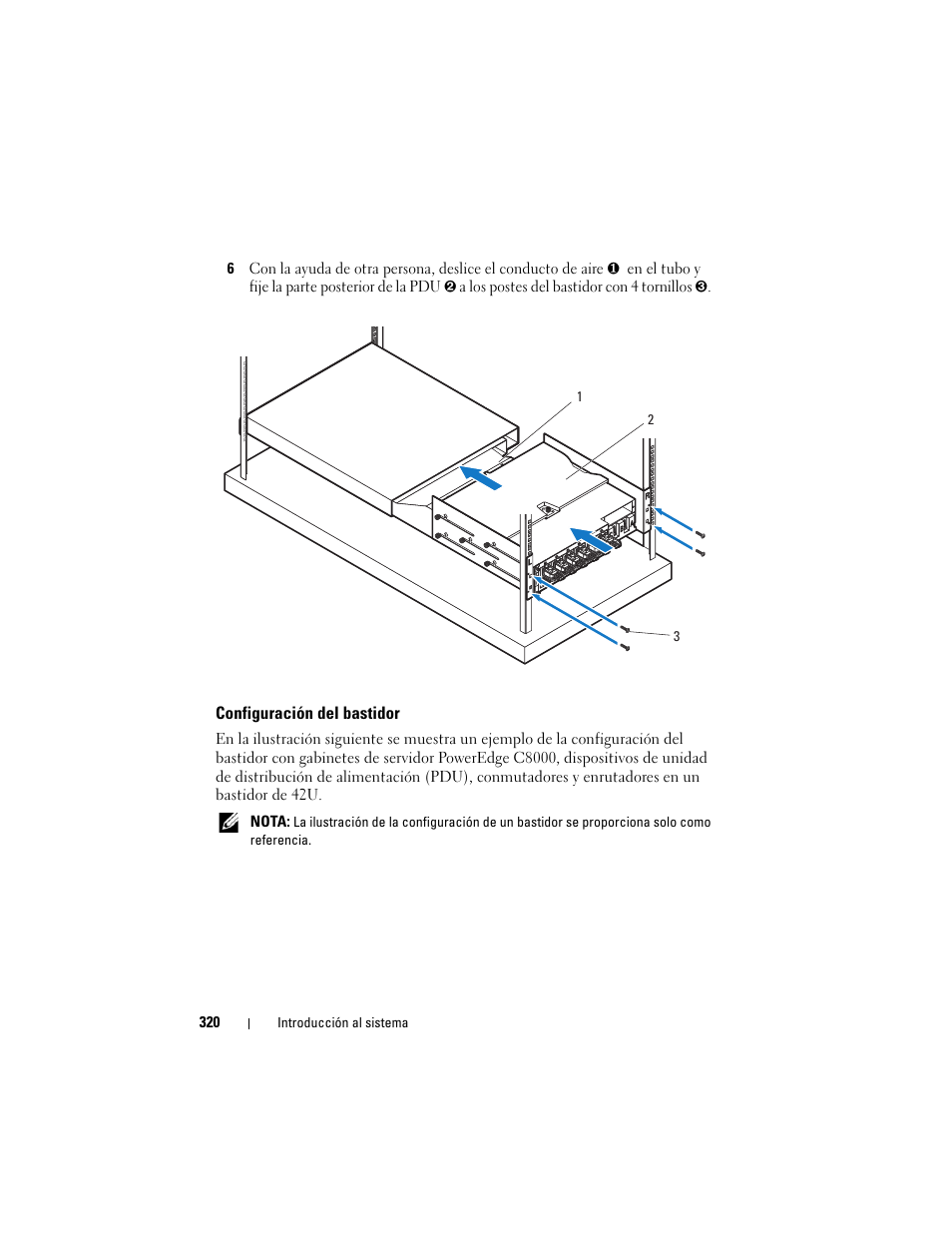 Configuración del bastidor | Dell PowerEdge C8000 User Manual | Page 322 / 430