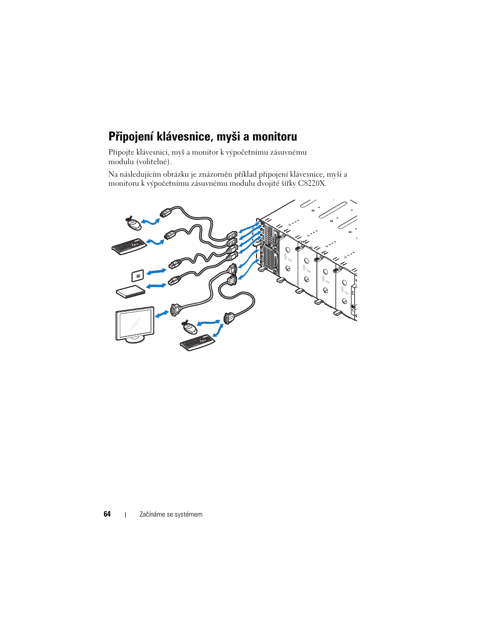 Připojení klávesnice, myši a monitoru | Dell PowerEdge C8000 User Manual | Page 66 / 430