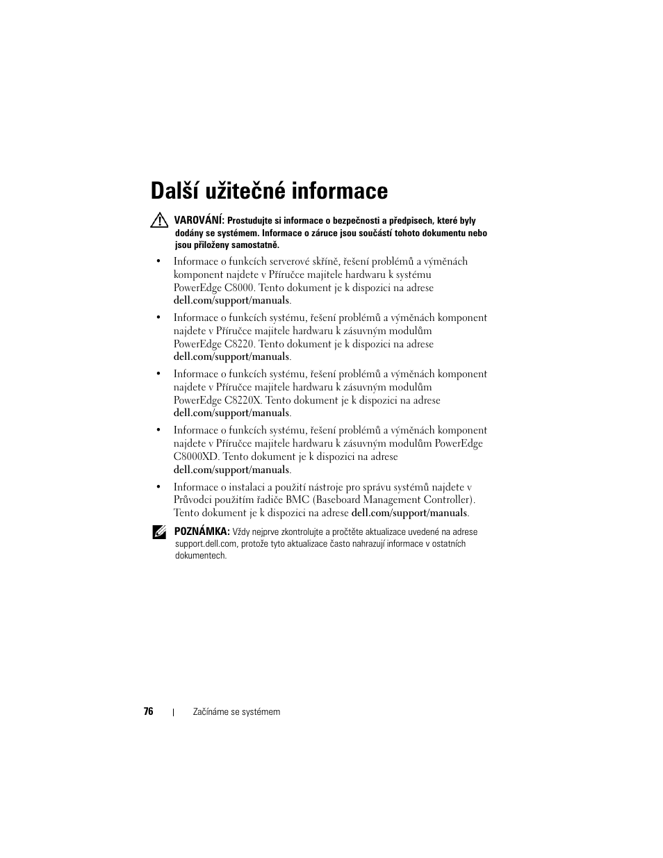 Další užitečné informace | Dell PowerEdge C8000 User Manual | Page 78 / 430