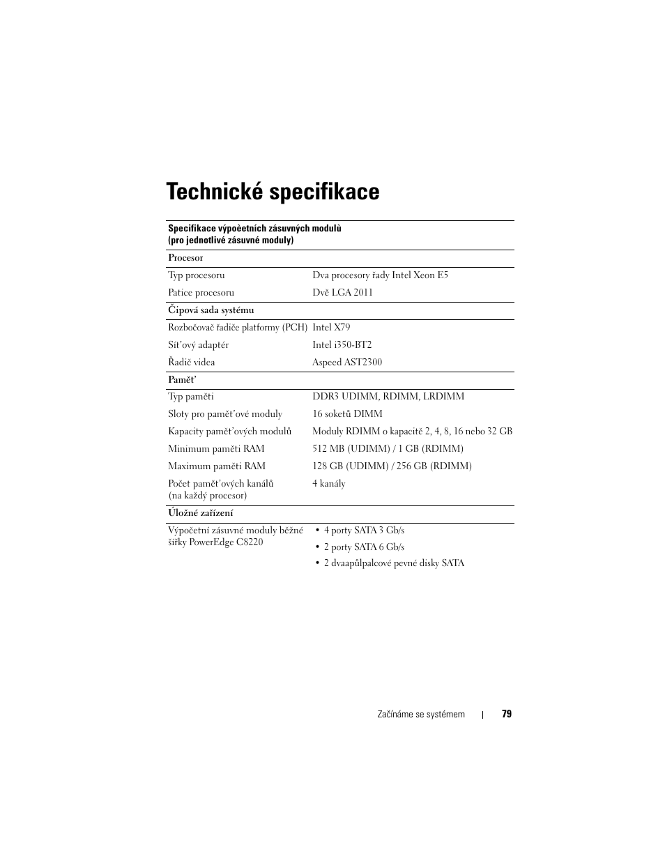 Technické specifikace | Dell PowerEdge C8000 User Manual | Page 81 / 430