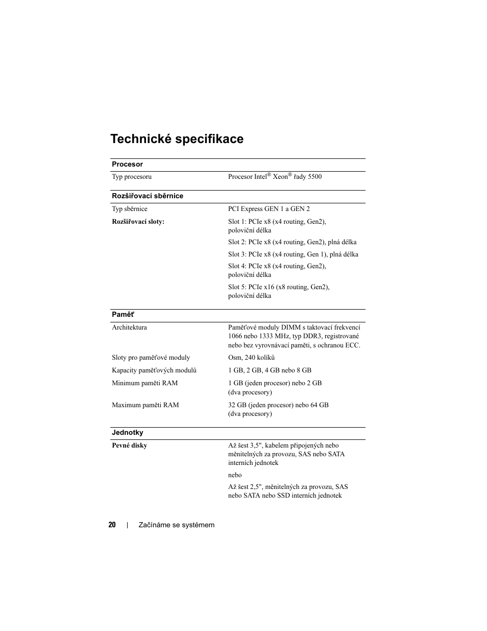 Technické specifikace | Dell PowerEdge T410 User Manual | Page 22 / 122