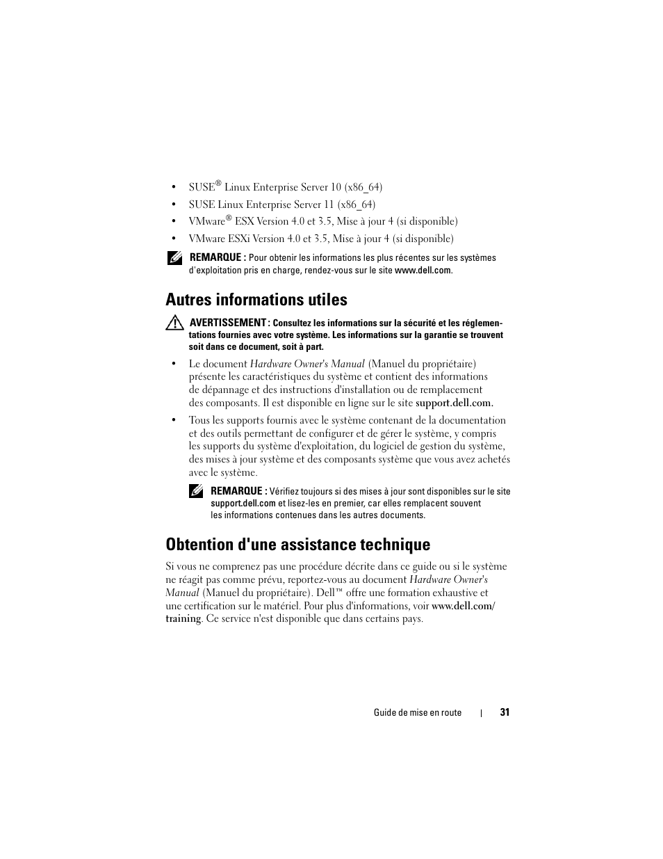 Autres informations utiles, Obtention d'une assistance technique | Dell PowerEdge T410 User Manual | Page 33 / 122