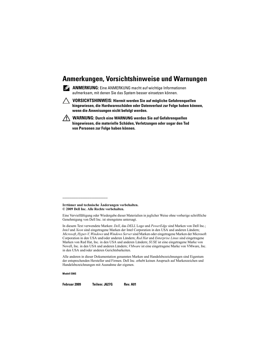 Anmerkungen, vorsichtshinweise und warnungen | Dell PowerEdge T410 User Manual | Page 40 / 122