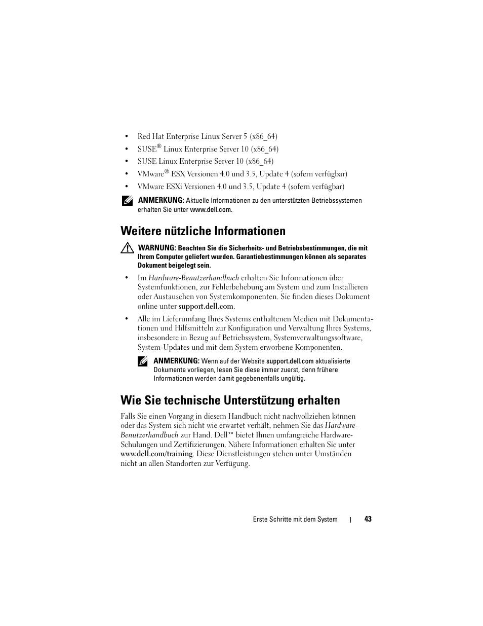 Weitere nützliche informationen, Wie sie technische unterstützung erhalten | Dell PowerEdge T410 User Manual | Page 45 / 122