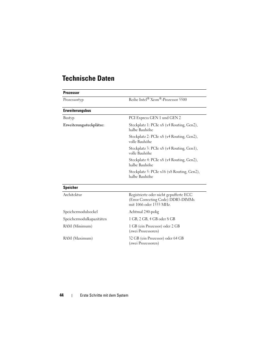 Technische daten | Dell PowerEdge T410 User Manual | Page 46 / 122