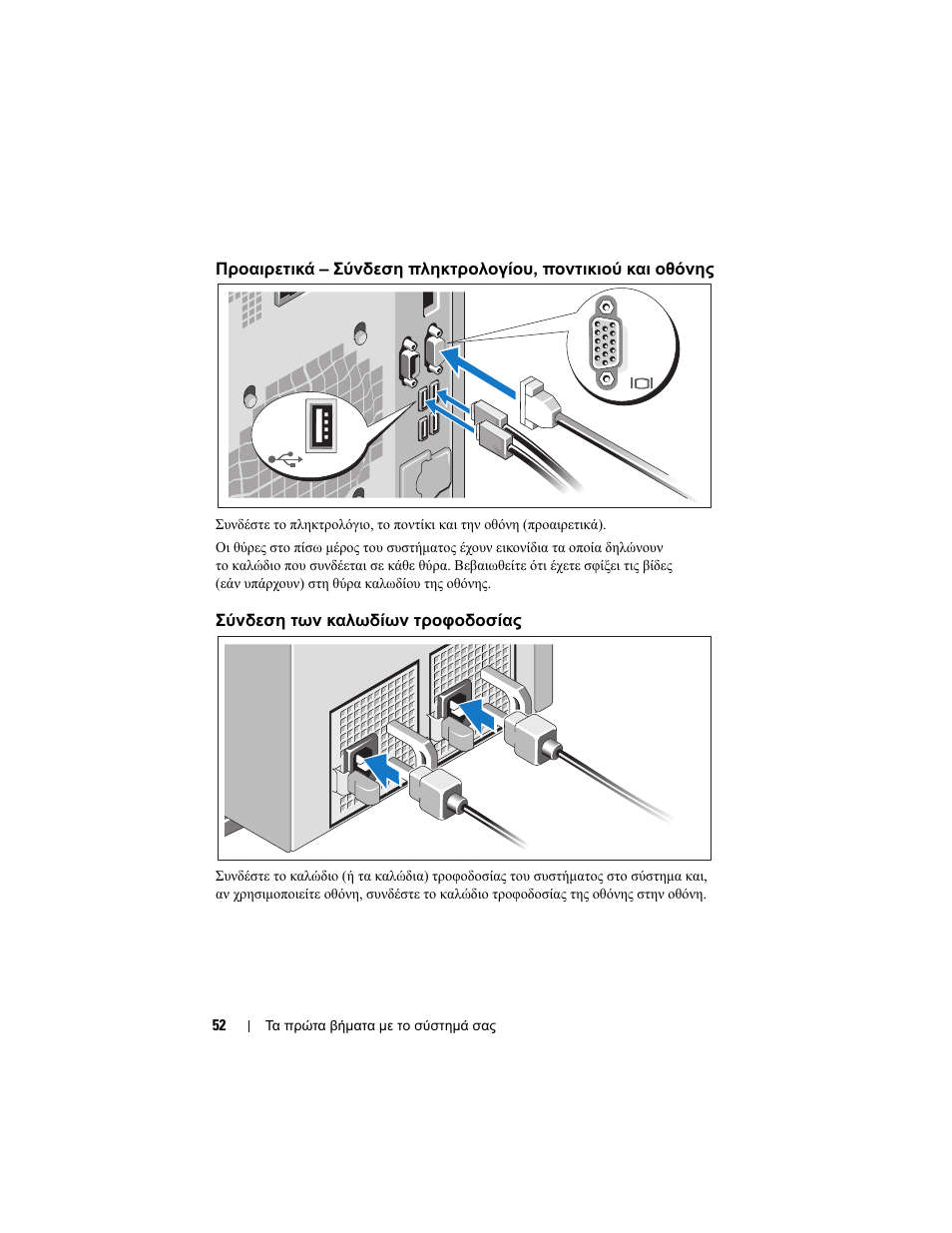 Σύνδεση των καλωδίων τροφοδοσίας | Dell PowerEdge T410 User Manual | Page 54 / 122