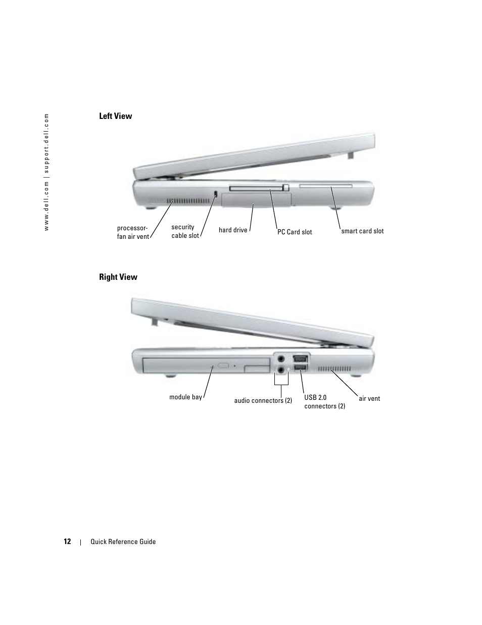 Left view, Right view | Dell Latitude D810 User Manual | Page 12 / 208