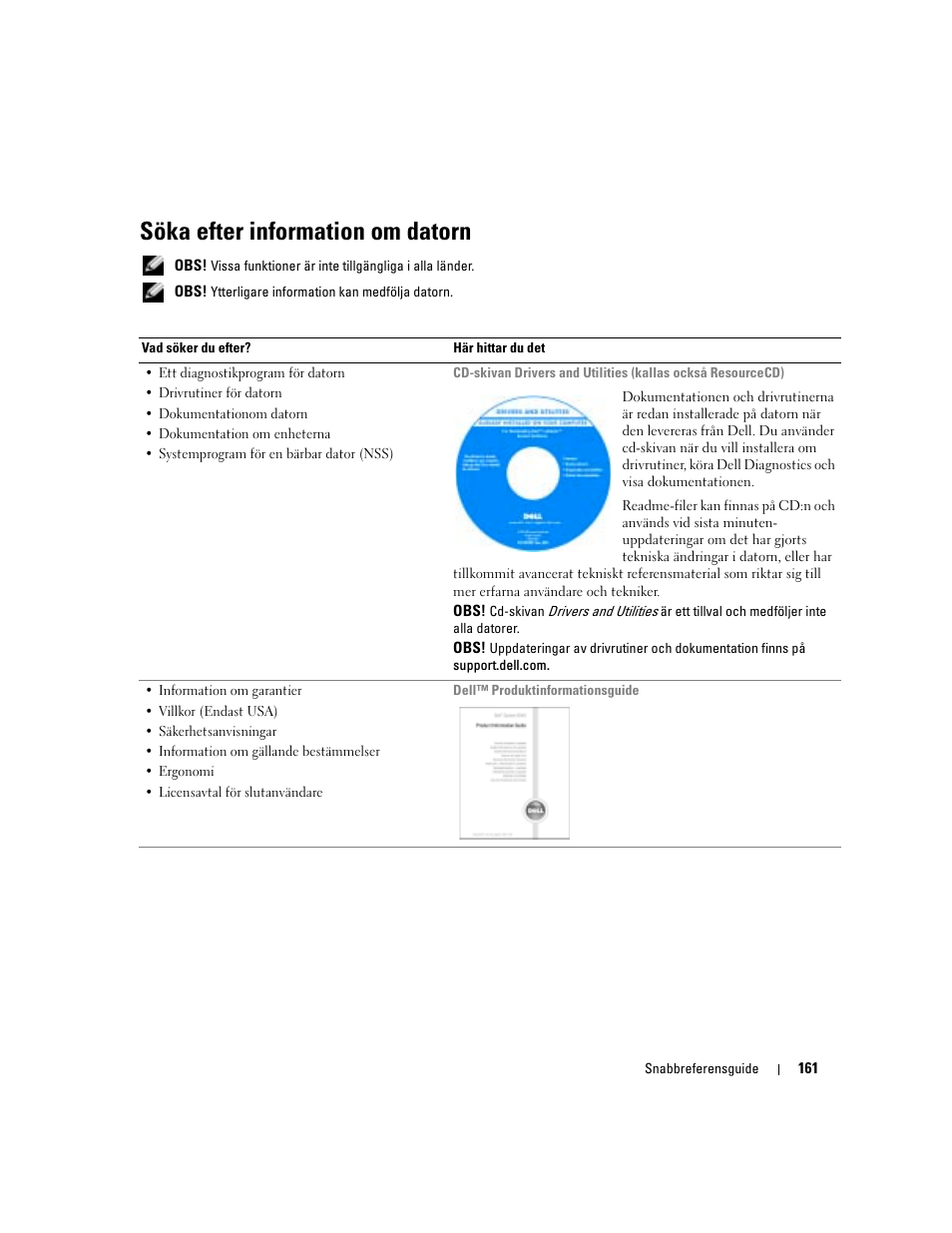 Söka efter information om datorn | Dell Latitude D810 User Manual | Page 161 / 208