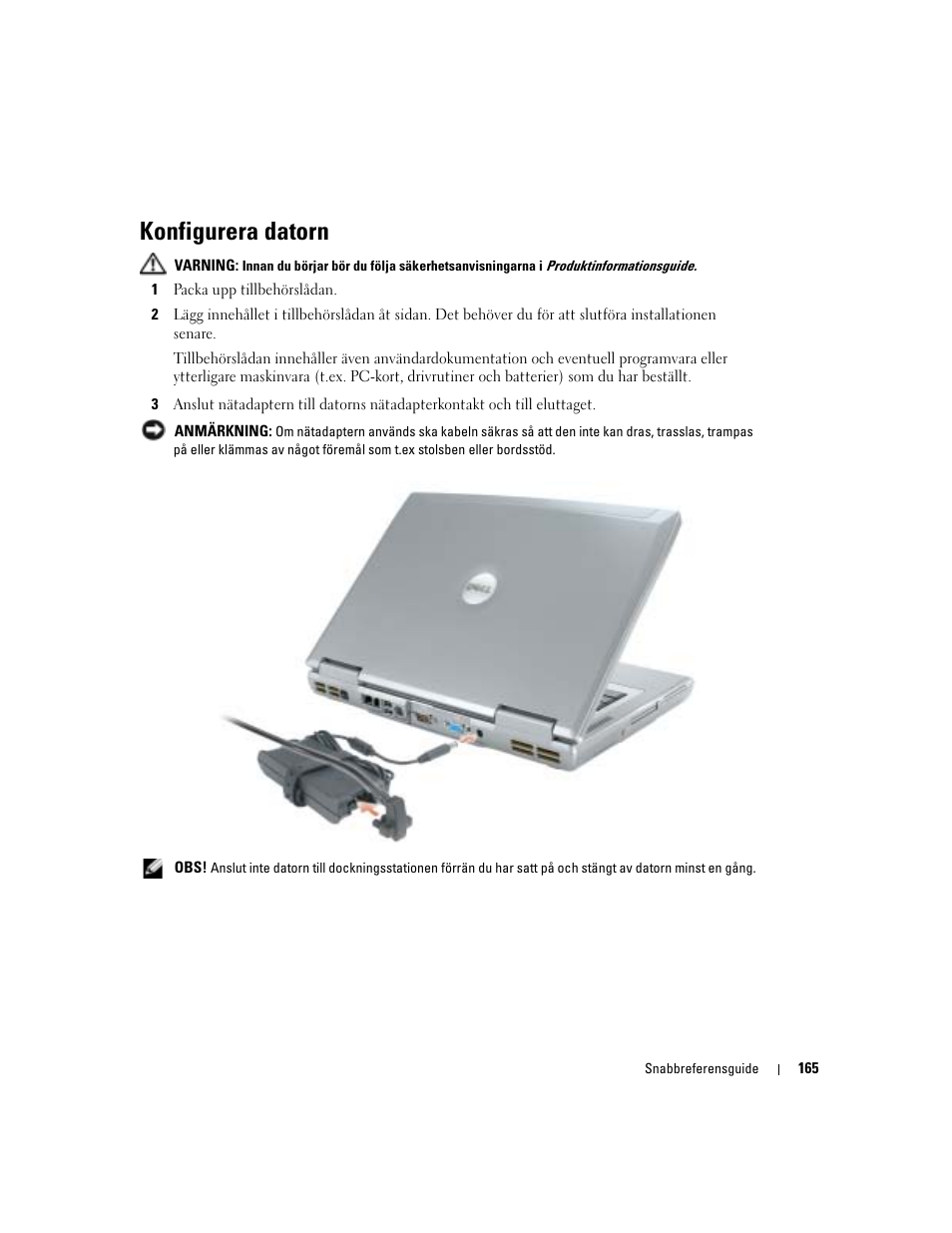 Konfigurera datorn | Dell Latitude D810 User Manual | Page 165 / 208