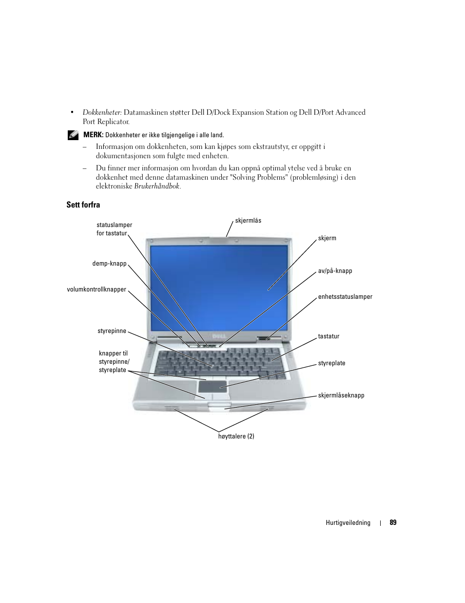 Sett forfra | Dell Latitude D810 User Manual | Page 89 / 208