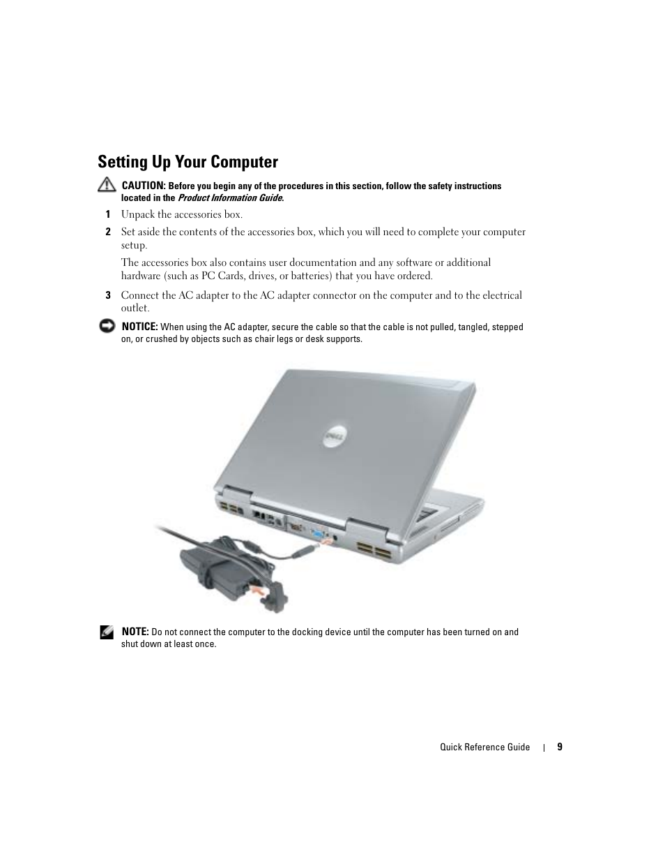 Setting up your computer | Dell Latitude D810 User Manual | Page 9 / 208