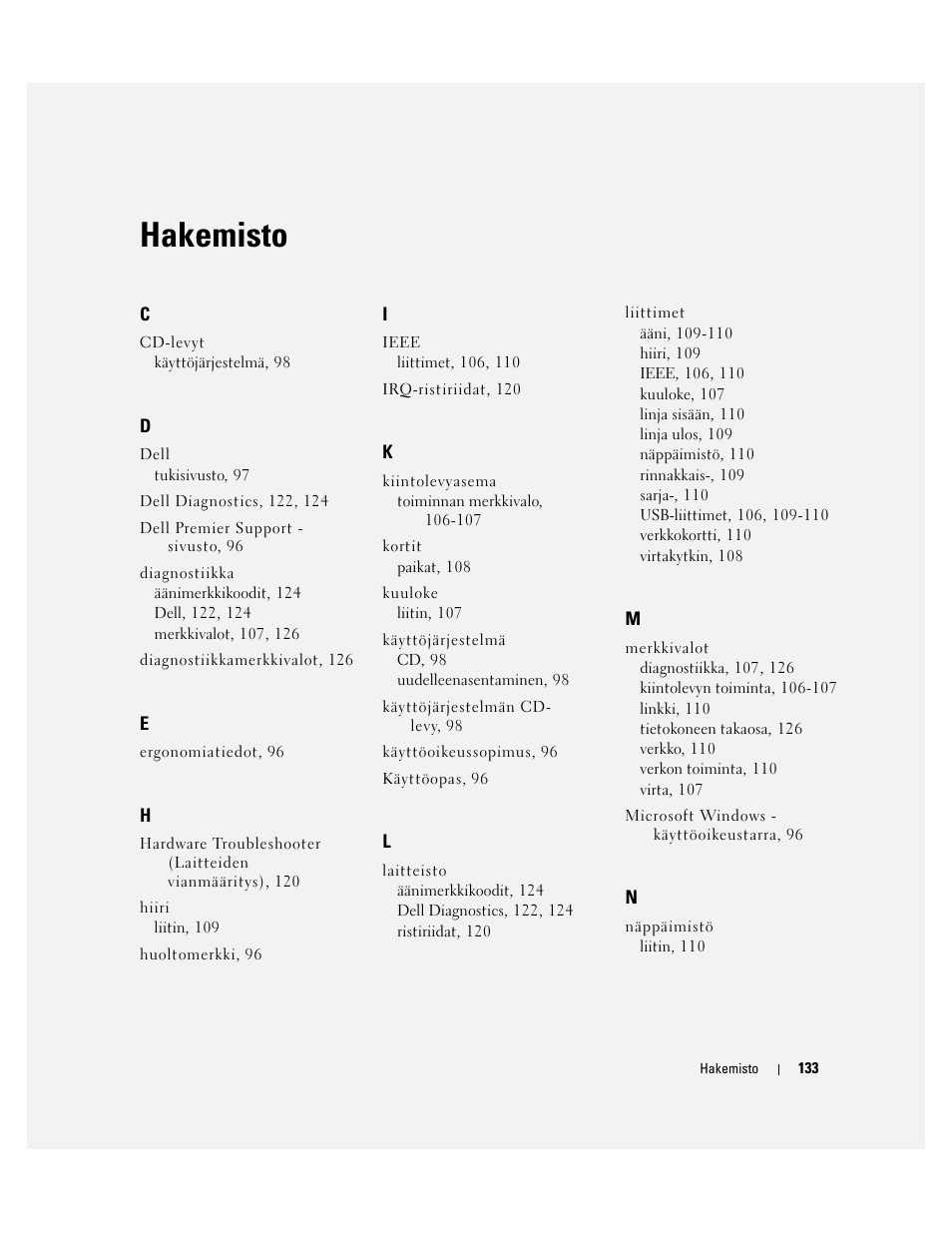 Hakemisto | Dell Precision 690 User Manual | Page 133 / 360