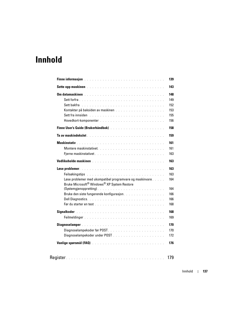 Innhold, Register | Dell Precision 690 User Manual | Page 137 / 360