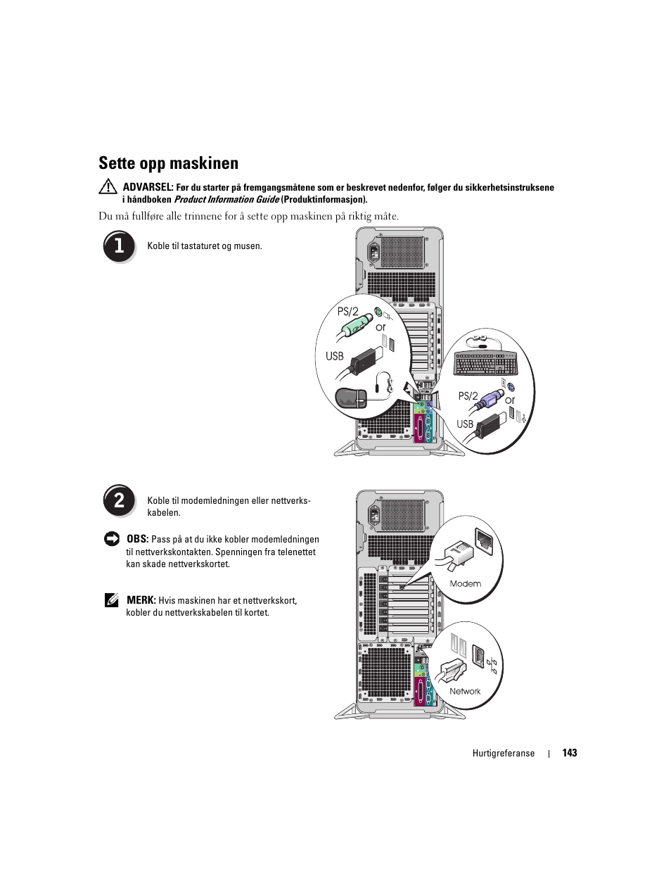 Sette opp maskinen | Dell Precision 690 User Manual | Page 143 / 360
