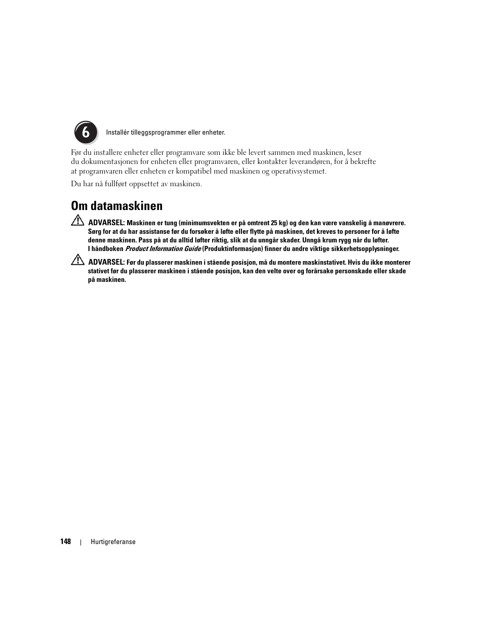 Om datamaskinen | Dell Precision 690 User Manual | Page 148 / 360
