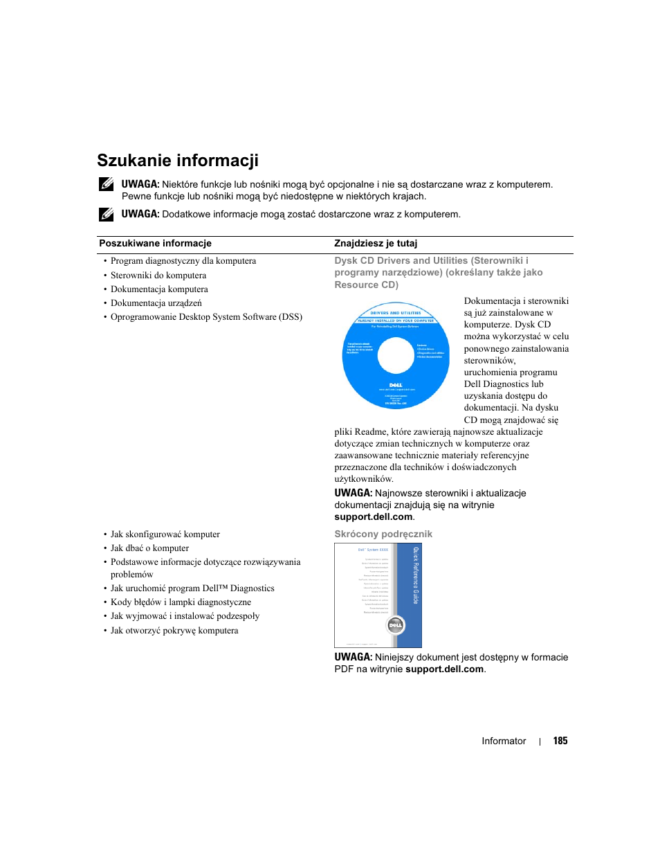 Szukanie informacji | Dell Precision 690 User Manual | Page 185 / 360