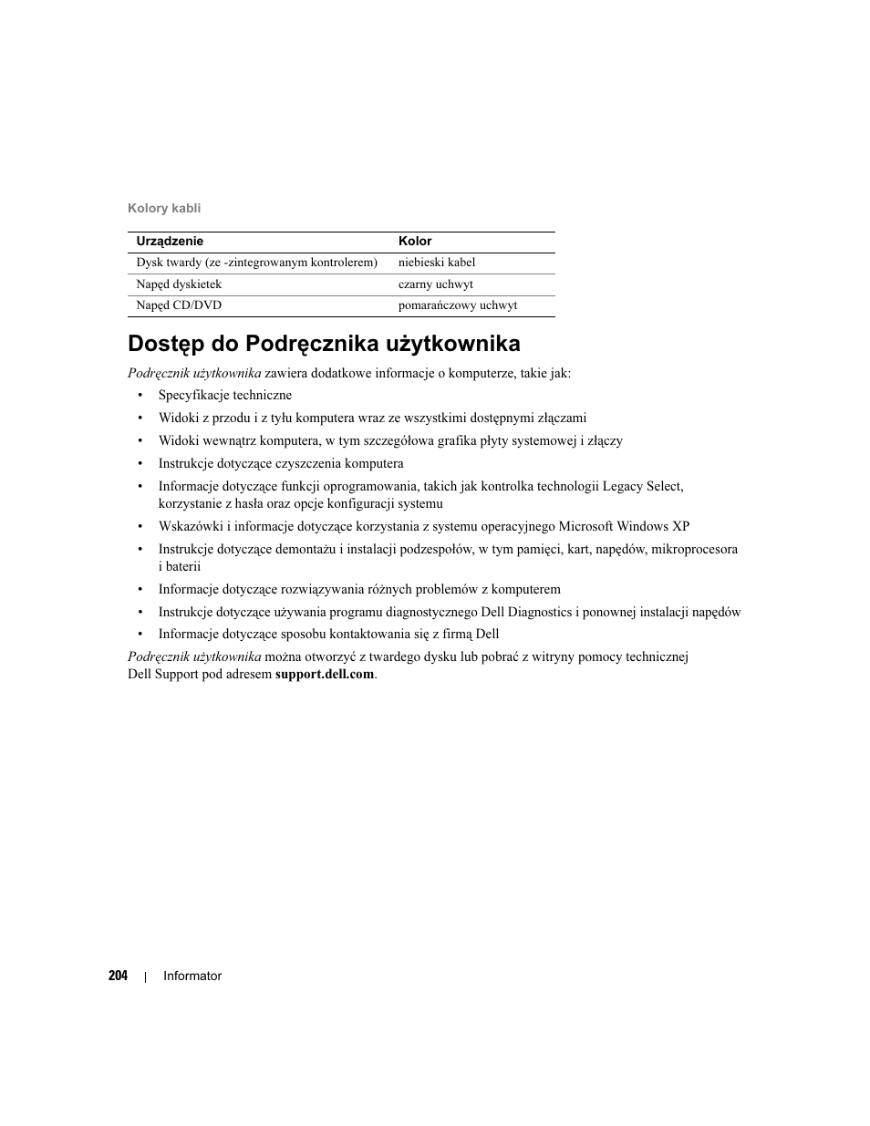 Dostęp do podręcznika użytkownika | Dell Precision 690 User Manual | Page 204 / 360