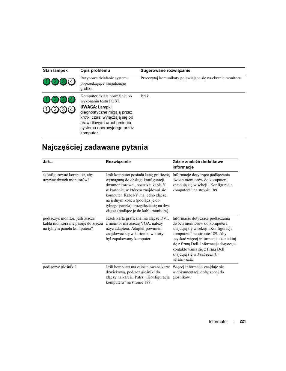 Najczęściej zadawane pytania | Dell Precision 690 User Manual | Page 221 / 360