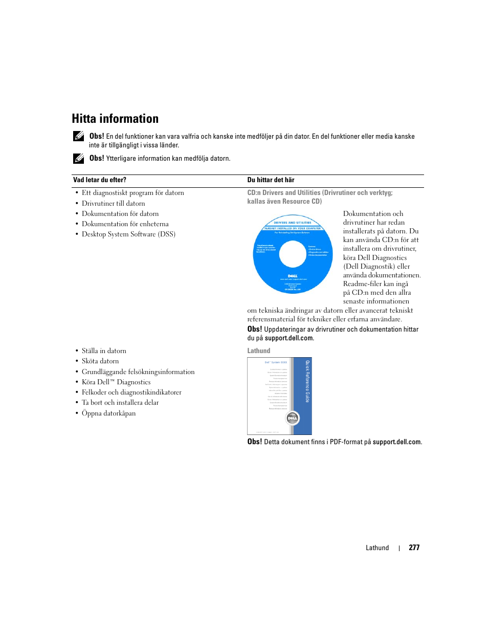 Hitta information | Dell Precision 690 User Manual | Page 277 / 360
