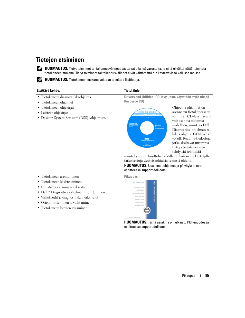 Tietojen etsiminen | Dell Precision 690 User Manual | Page 95 / 360