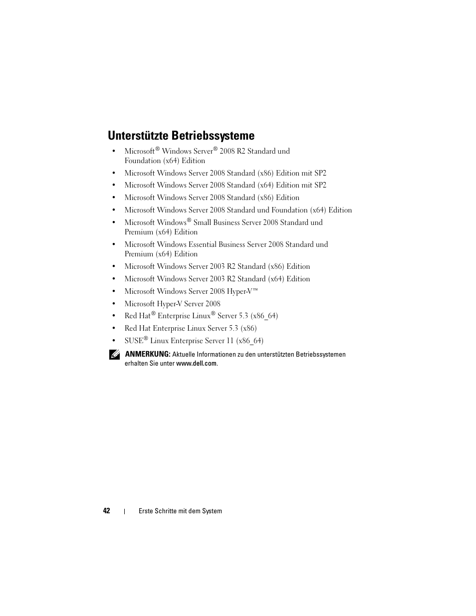 Unterstützte betriebssysteme | Dell PowerEdge T110 User Manual | Page 44 / 110