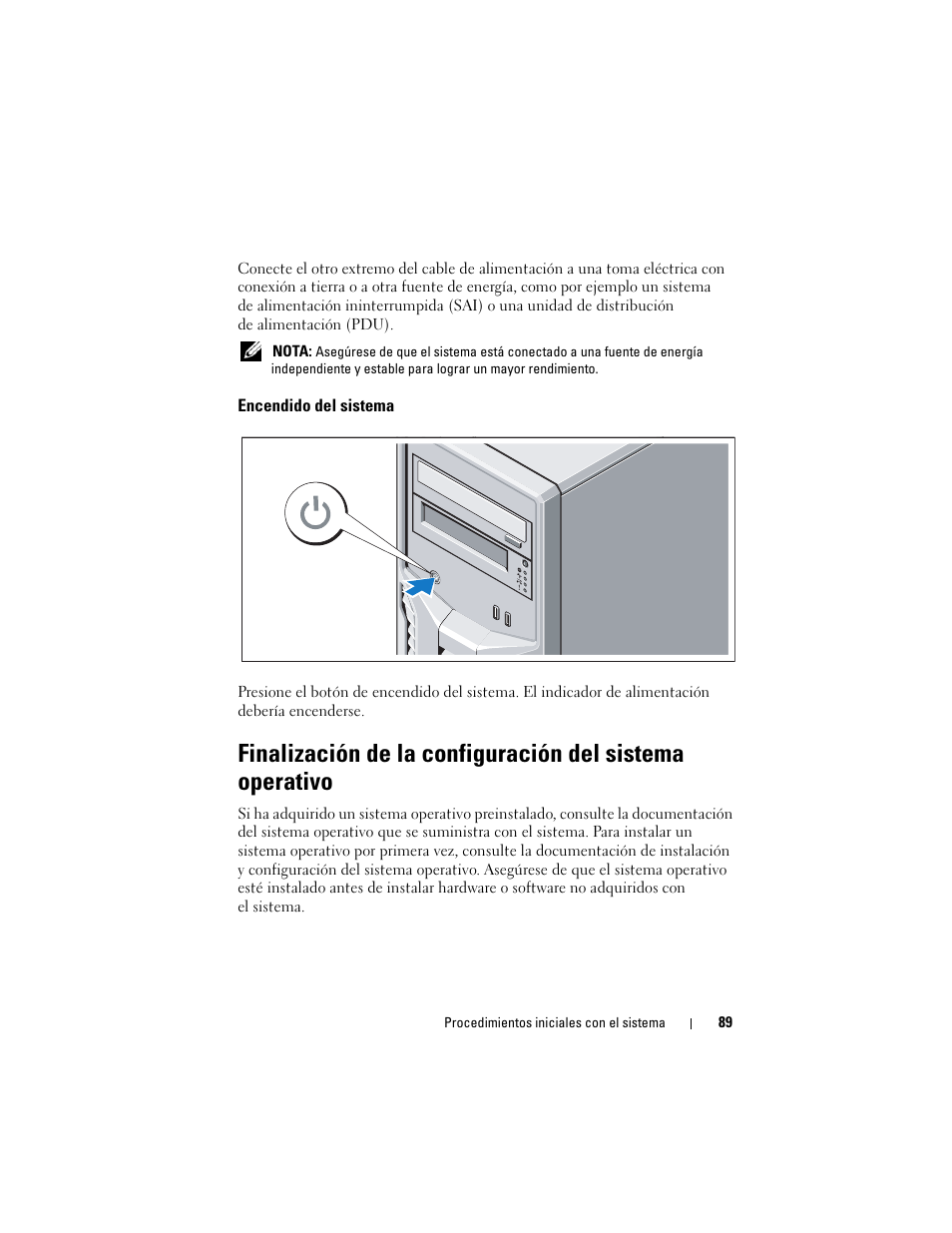 Encendido del sistema | Dell PowerEdge T110 User Manual | Page 91 / 110