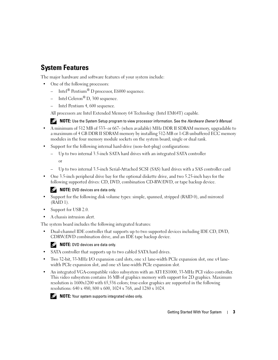 System features | Dell PowerEdge SC 440 User Manual | Page 5 / 96