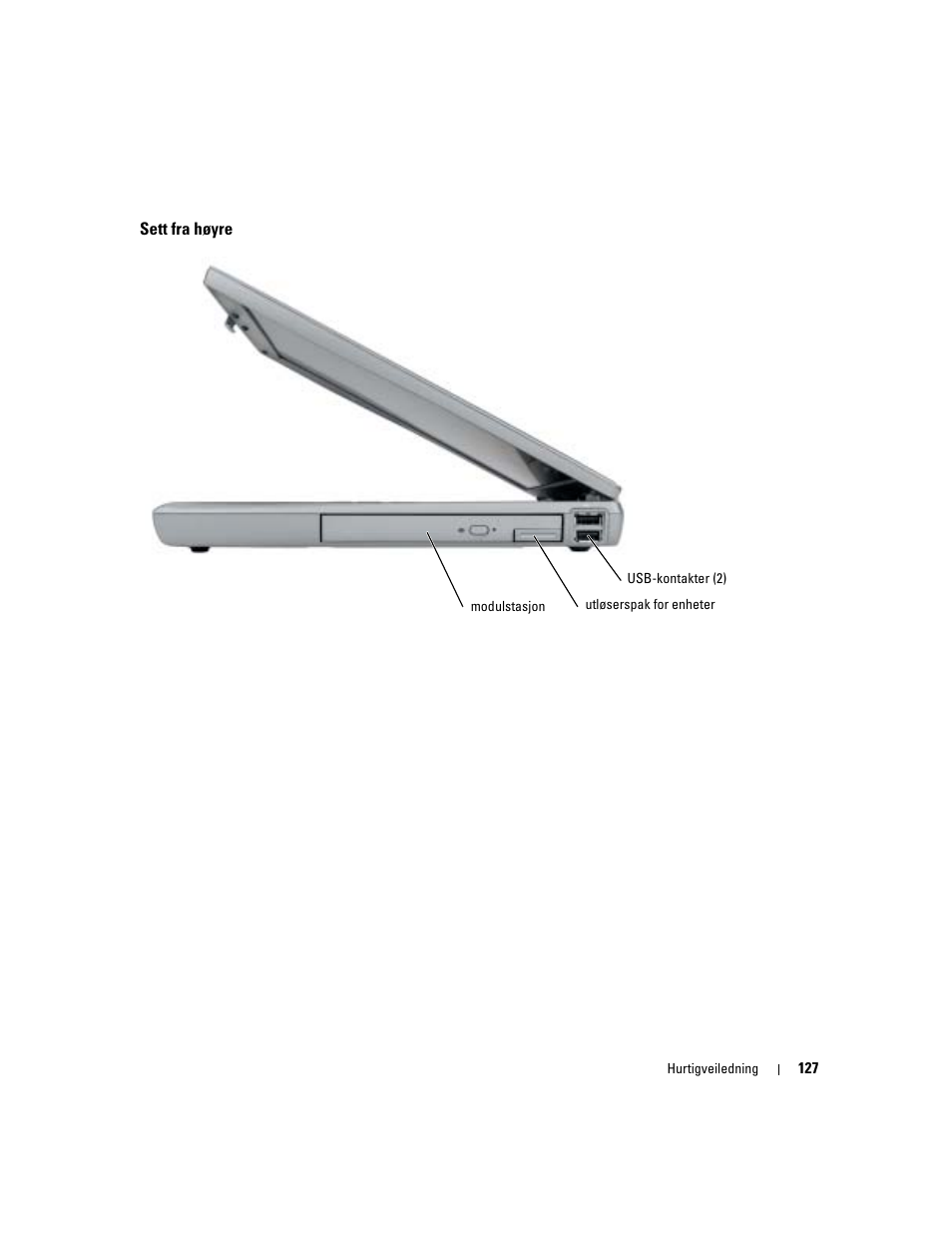 Sett fra høyre | Dell Latitude D610 User Manual | Page 127 / 244