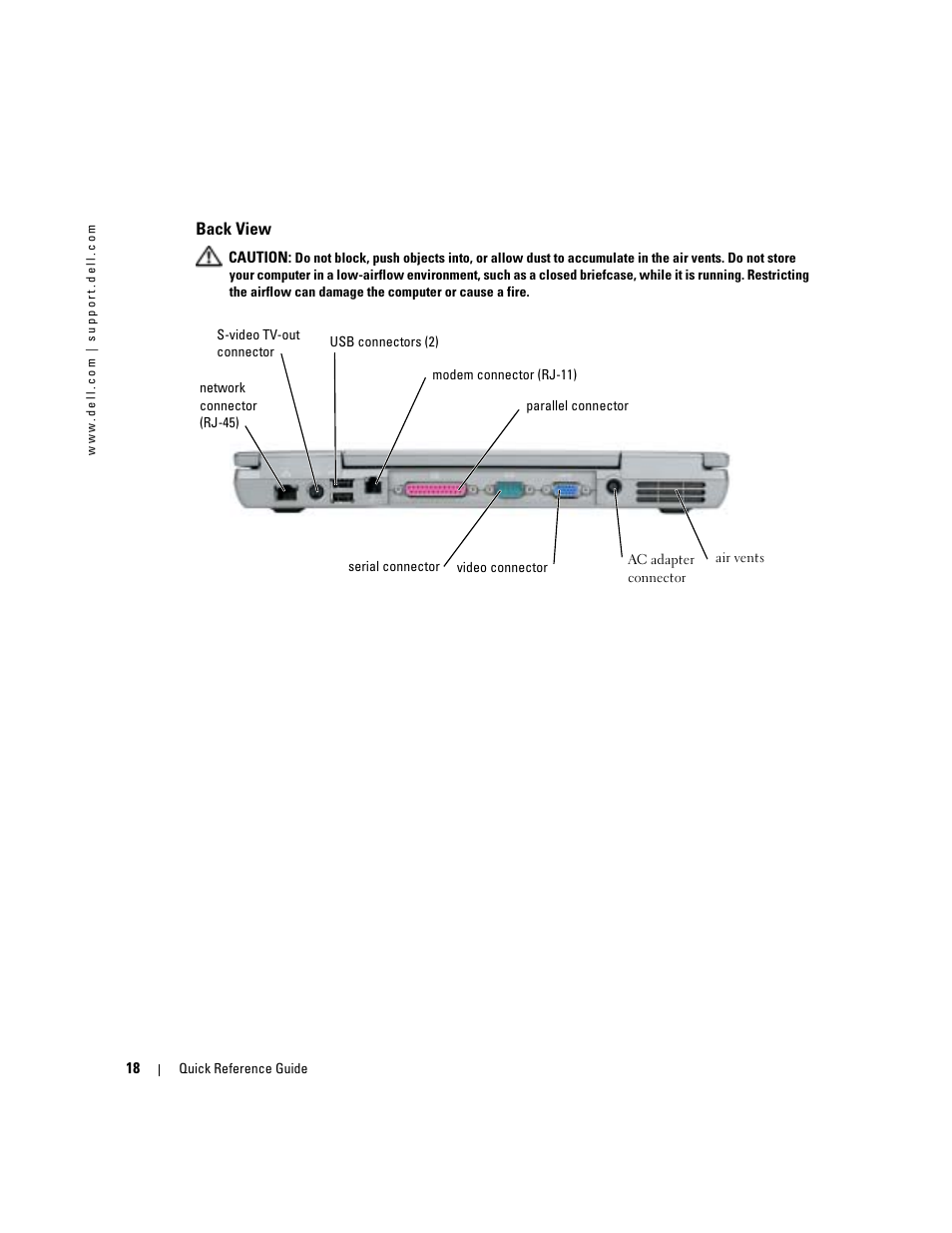 Back view | Dell Latitude D610 User Manual | Page 18 / 244