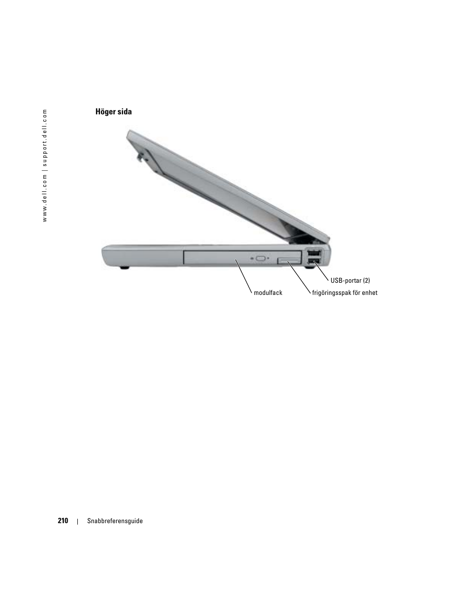 Höger sida | Dell Latitude D610 User Manual | Page 210 / 244