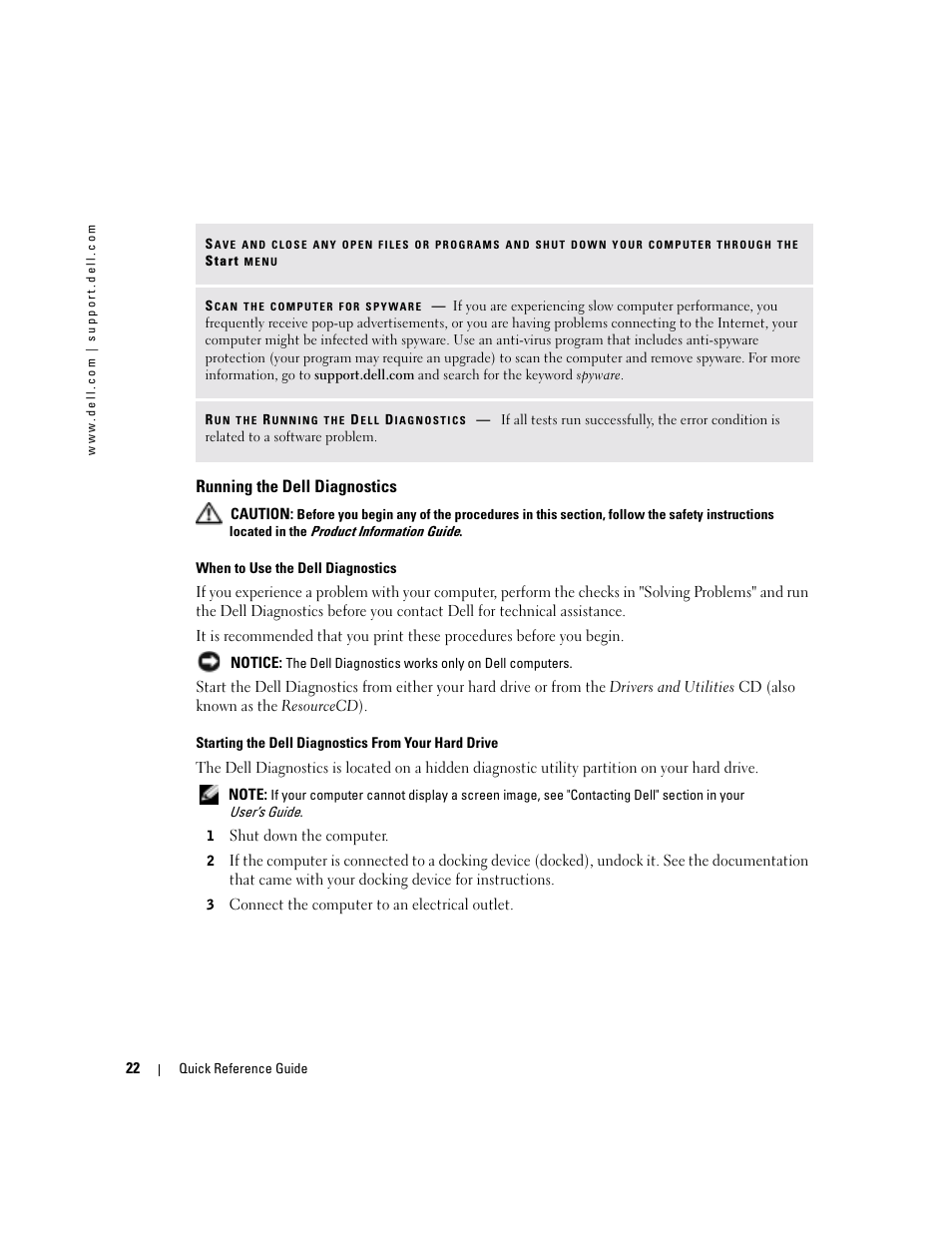 Running the dell diagnostics | Dell Latitude D610 User Manual | Page 22 / 244