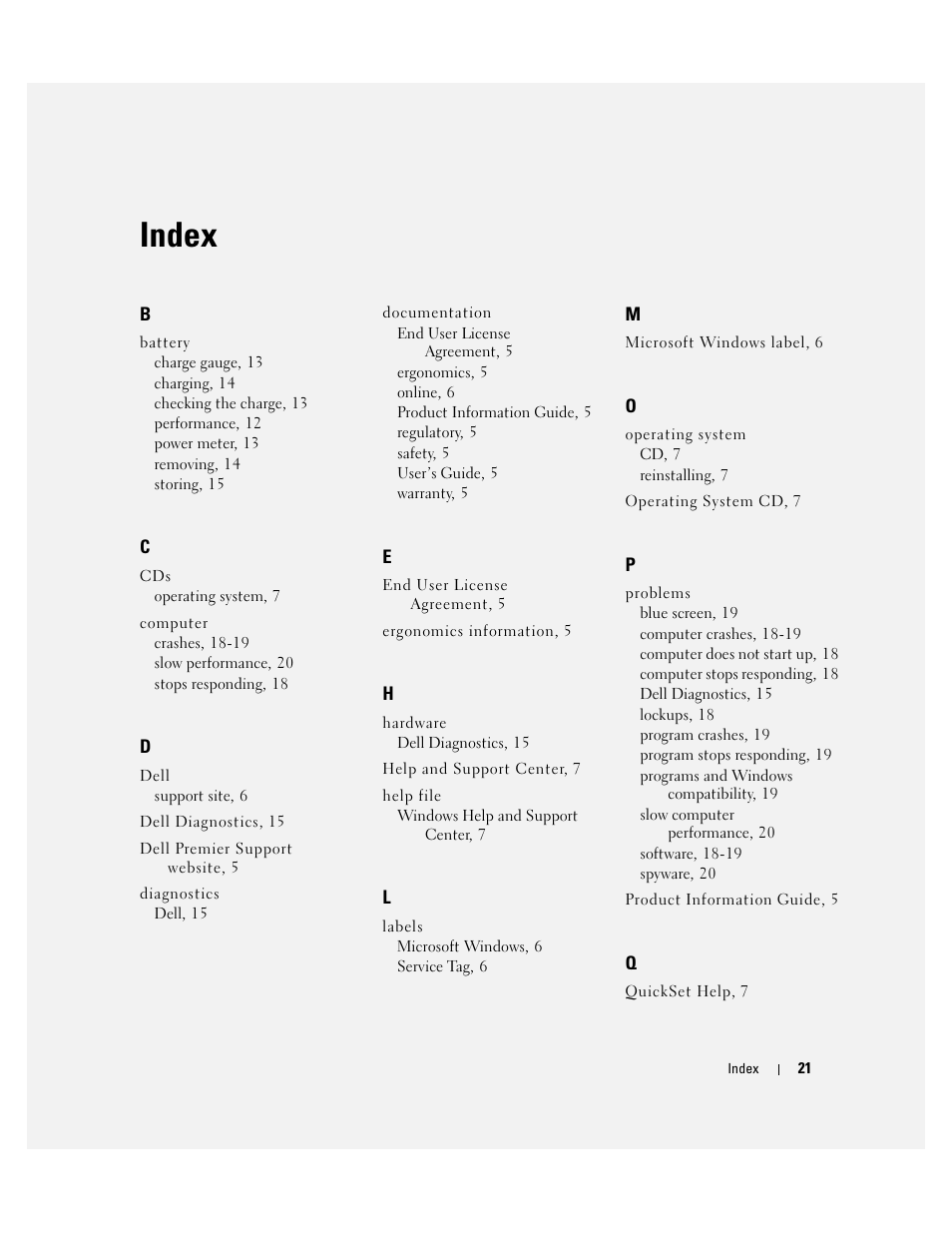 Index | Dell Precision M65 User Manual | Page 21 / 90