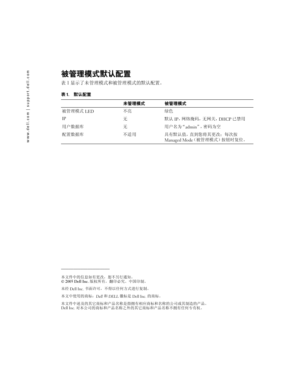 被管理模式默认配置 | Dell PowerConnect 2748 User Manual | Page 4 / 12