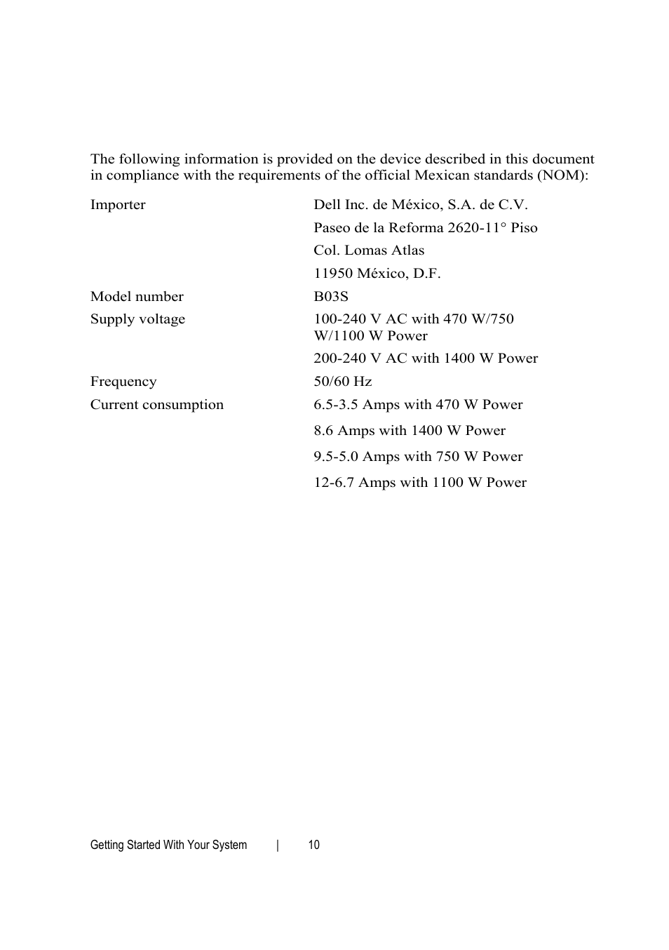 Nom information (mexico only) | Dell POWEREDGE C6105 User Manual | Page 12 / 132