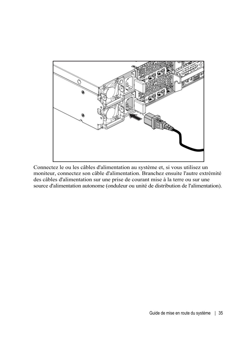 Branchement du ou des câble(s) d'alimentation | Dell POWEREDGE C6105 User Manual | Page 37 / 132