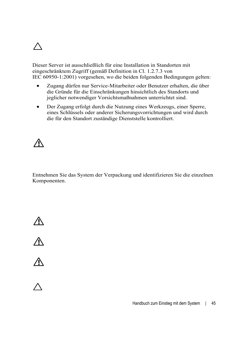 Installation und konfiguration, Auspacken des systems | Dell POWEREDGE C6105 User Manual | Page 47 / 132